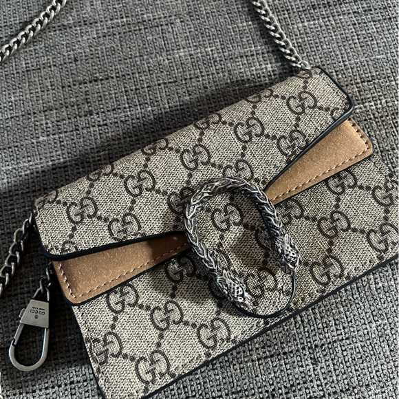 Gucci Dionysus Bag GG Coated Canvas Super Mini Chain Shoulder Bag - Picture 1 of 14
